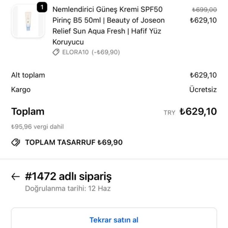 Elora Beauty'de İptal Talebine Cevap Gelmeyen Ve İadesi Yapılmayan Sipariş
