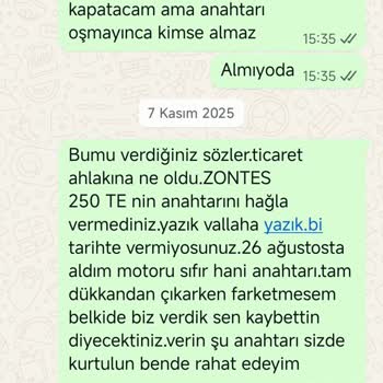 Motosiklet Yedek Anahtar Teslim Edilmedi, Bayi Sözünü Tutmadı