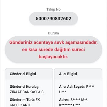 Kredi Kartı Kuryenet Tarafından Teslim Edilmediği İçin Acil Destek İsteği