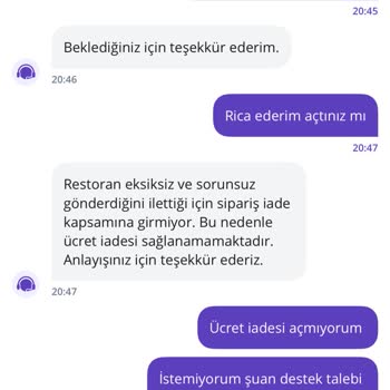 Yanlış Gönderilen Hamburgerler İçin İade Ve Değişim Talebi