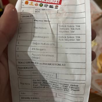 Yanlış Gönderilen Hamburgerler İçin İade Ve Değişim Talebi