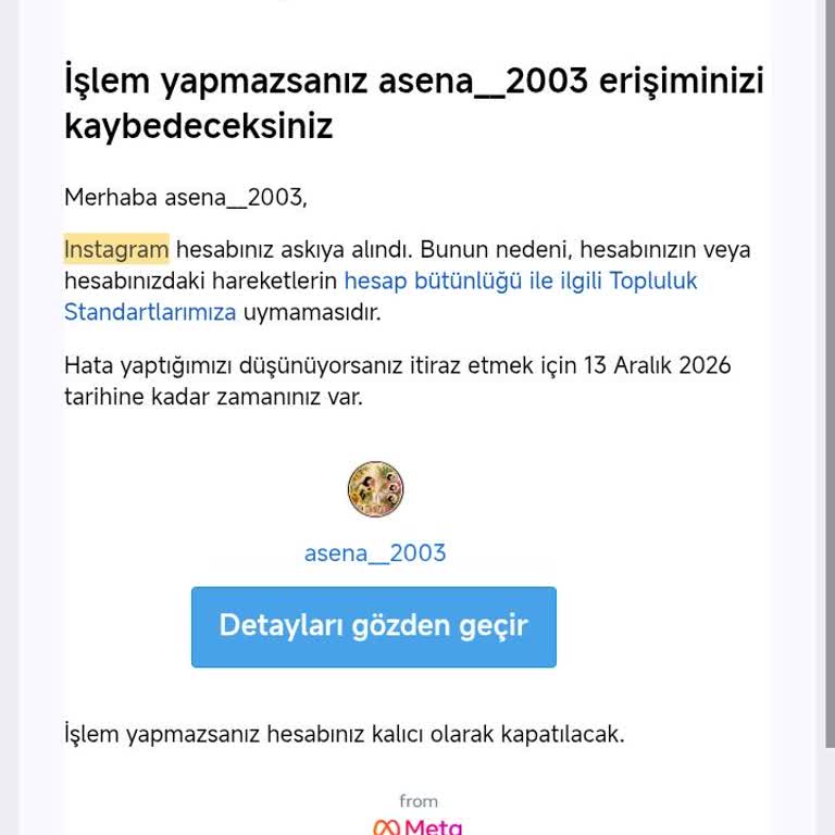 Açıklama Sunulmayan Haksız Instagram Hesap Askıya Alması