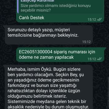 EasyCep Ödeme Gecikmesi Ve Belirsiz Süre