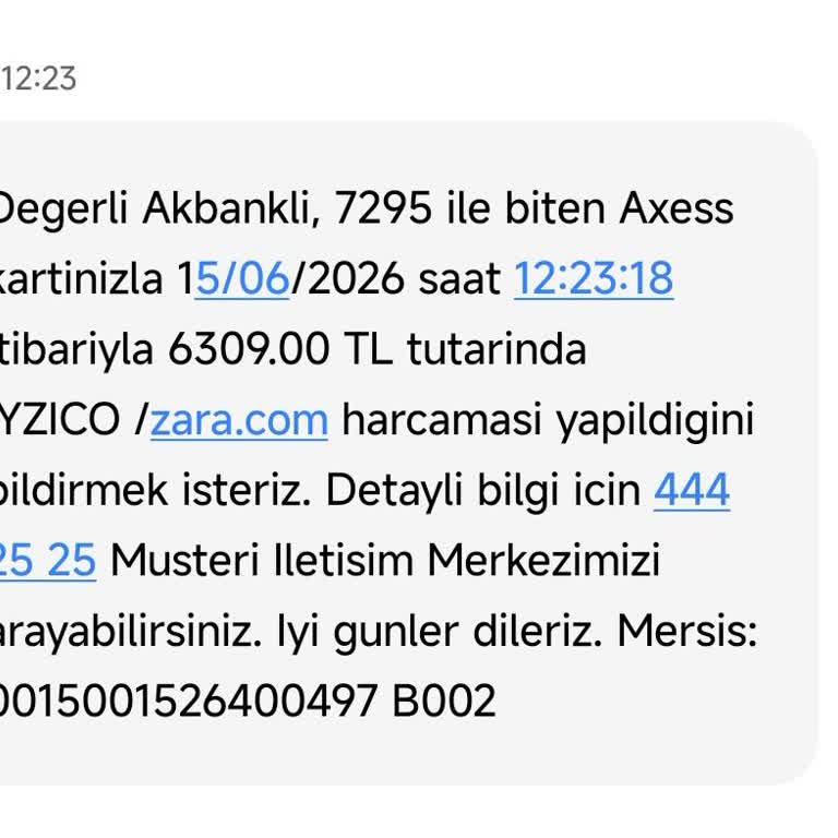 Akbank Kredi Kartıma Ait Yetkisiz Zara Alışverişi Ve 6.309 TL İade Talebi