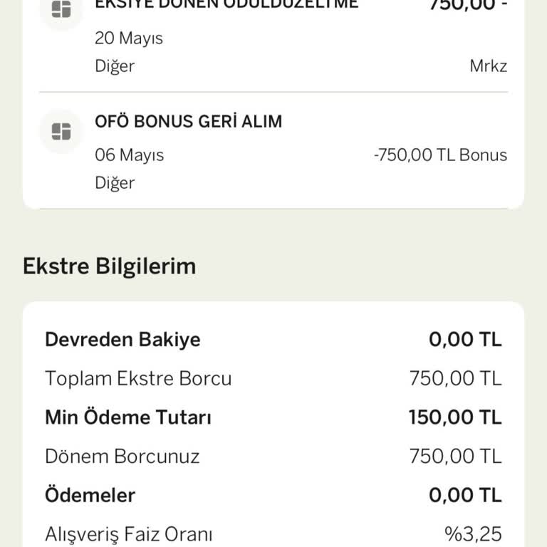 Garanti Bonus Kartına İzinim Olmadan Yüklenen Bonusun Geri Alınması Ve Faiz İtirazı