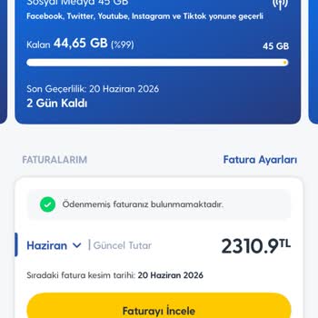 Turkcell 45 GB İnternet Paketi Olmasına Rağmen 1300 Tl Haksız Aşım Ücreti Faturada