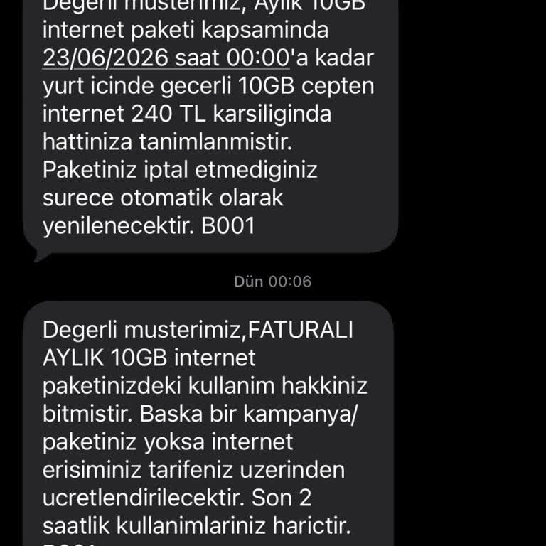 10 GB Ek İnternet Paketi Birkaç Saatte Haksızca Tükendi
