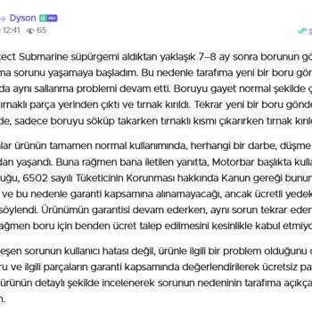 Dyson V15 Boru Parçası Kırıldı: Garanti Kapsamı Dışında