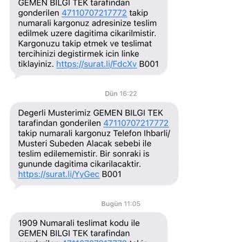 Sürat Kargo'nun Yanıltıcı Dağıtım Bildirimi Nedeniyle Mağduriyet Ve Adrese Teslim Talebi
