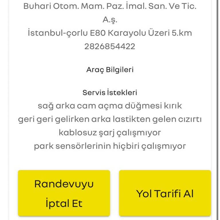 Garanti Kapsamındaki Arızaların Tek Seferde Ve Ücretsiz Çözülmesi Talebi