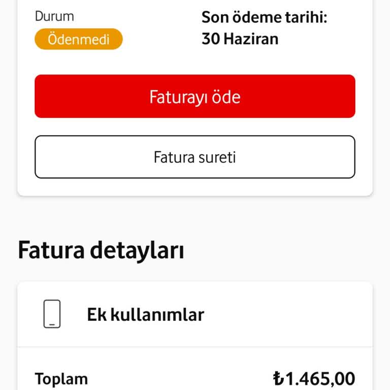 Vodafone Aşırı Fatura Tutarı
