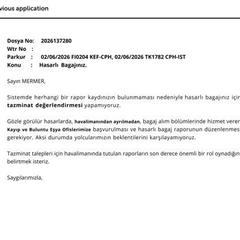 Hasarlı Bagajımın Onarılması Ve Tazminat Talebim Reddedildi