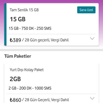 Vodafone Uygulamada Görünmeyen 5G Fırsat 25 GB Paketi