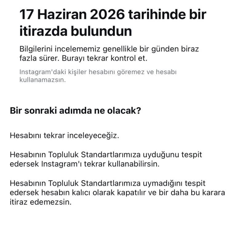 Haksız Olarak Askıya Alınan Instagram Hesabım İçin Cevapsız İtiraz