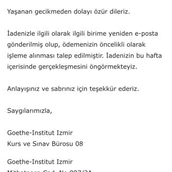İptal Edilen Sınav Ücretinin 35 Gün Boyunca Geri Ödenmemesi