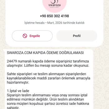 Rızam Dışında Sipariş İptali Ve Ücretsiz Kapıda Ödeme Talebi