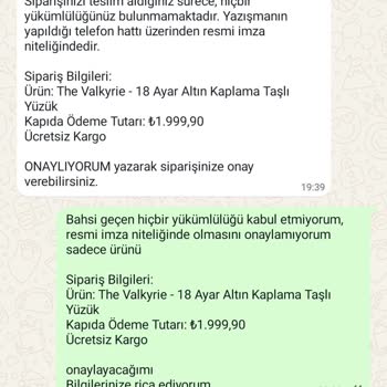 Rızam Dışında Sipariş İptali Ve Ücretsiz Kapıda Ödeme Talebi