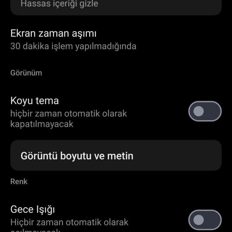Ekran Ve Parlaklık Menüsü Bozuldu, Göz Rahatlığı Özelliği Kendiliğinden Açılıyor