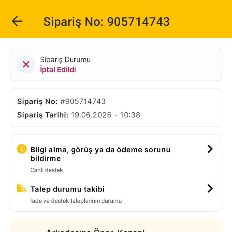 Migros Sanal Market’te İptal Edilen Siparişin Ücreti Hesaba Yansımıyor