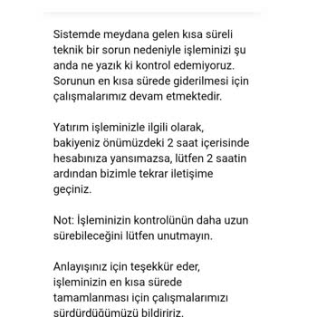 Yatırımım Hesaba Yansımadı Ve Canlı Destek Yardımcı Olmadı