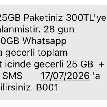 Tanışma 25 GB Paketi Sistem Hatası Nedeniyle Red Edildi Ve 100 TL Fazla Ödeme Yapıldı