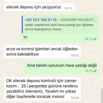 Silecek Suyu Deposu Arızası İçin Randevu Alamama Ve Servis İletişim Sorunları
