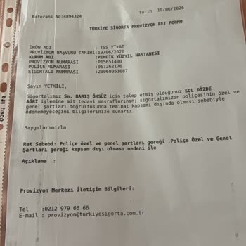 Sigortam Muayene Ve MR Masraflarını Kapsamadı, 2.100 TL Cebimde