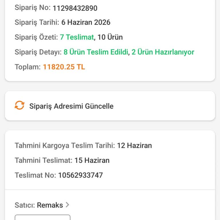 Komodin Siparişim Sürekli Hazırlanıyor Durumu Ve Acil Kargo Talebi