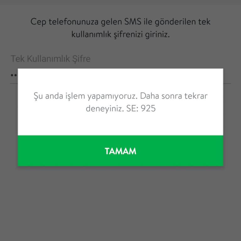 TEB İnternet Bankacılığına Girişte SE925 Hatası Ve Sürekli Kesinti