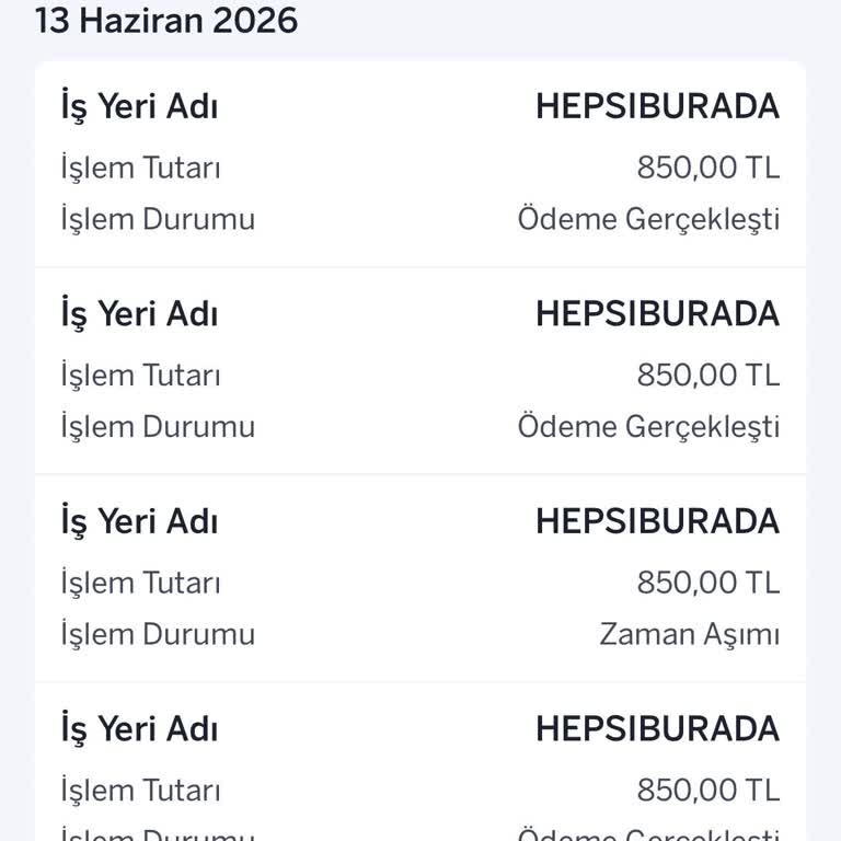 Hepsiburada'da Görünmeyen Sipariş İçin Tekrarlanan Kart Çekimlerine İade Talebi
