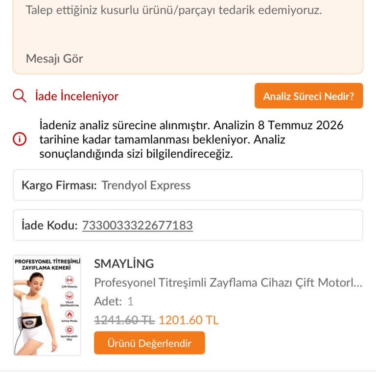 Kusurlu Ürün Ve İade Sürecinin Sürekli Uzatılması