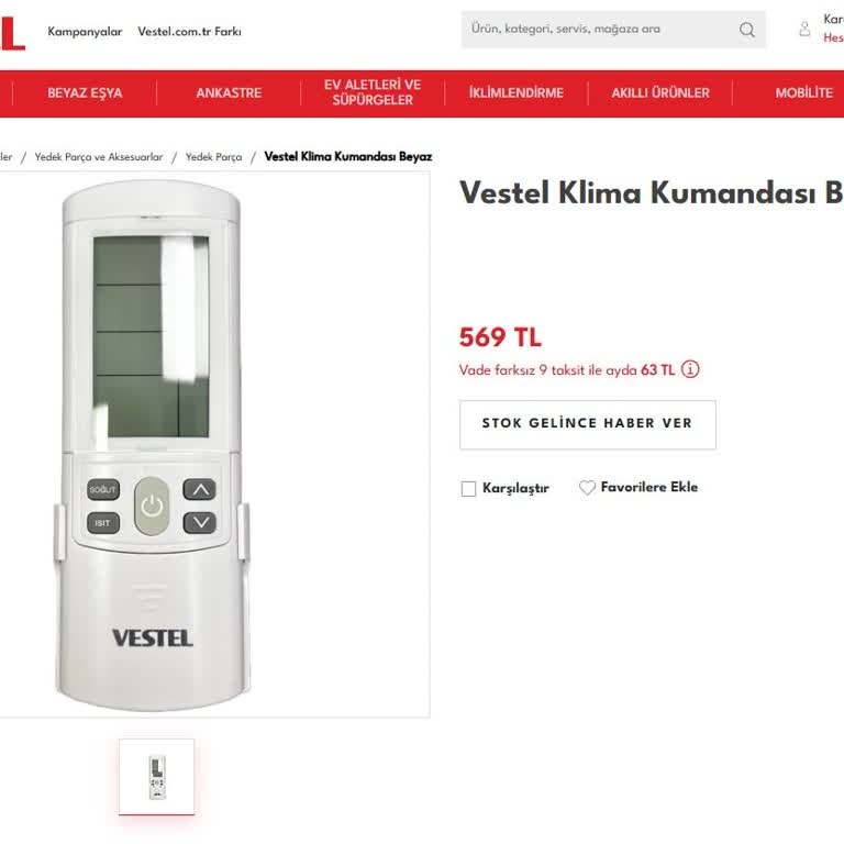 Vestel Klima Kumandasının Web Ve Yetkili Servis Fiyatları Arasındaki Tutarsızlık