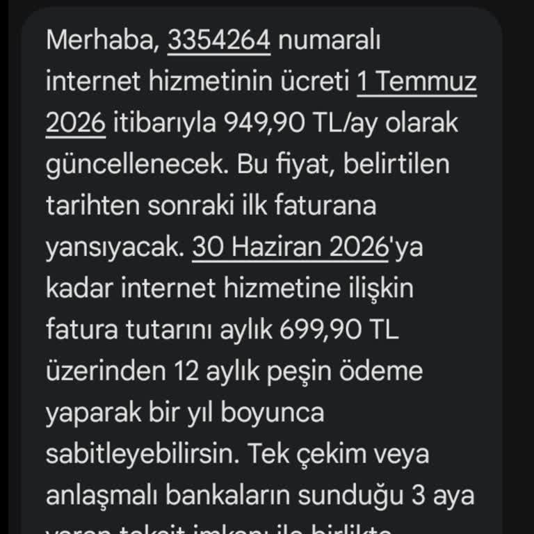 TurkNet Aboneliğimde Fahiş Zam Ve Uygun Tarifeye Geçiş Talebi
