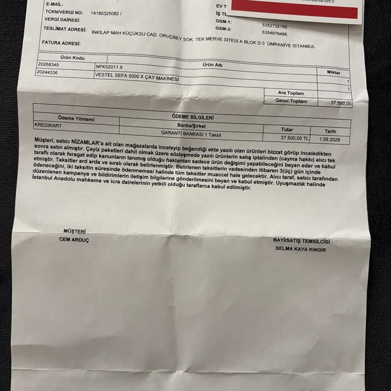 Çaycı Teslimatı Gecikmesi Ve Mağduriyetim