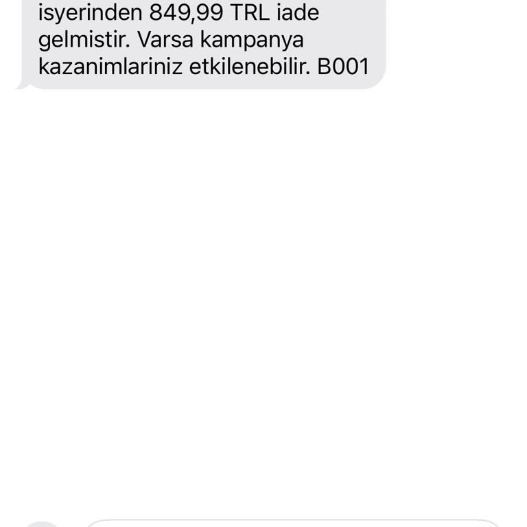 Eksik 850 TL İade Ücreti İçin Acil Çözüm Talebi
