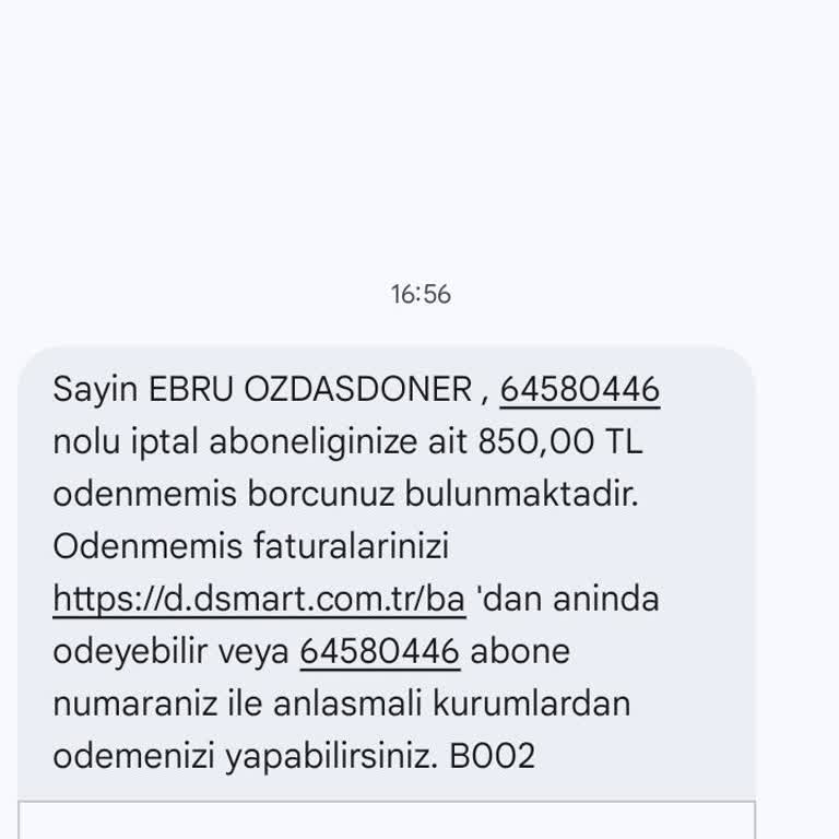 İptal Edilen D-Smart Aboneliği İçin Haksız Borç Talepleri Ve İade İsteği