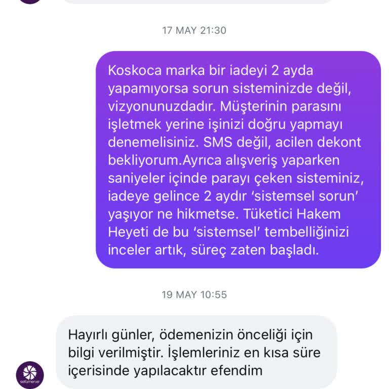 İade Ücretimin Ödenmemesi Ve Güven Sarsıntısı