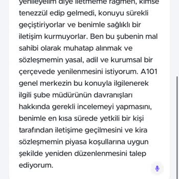 A101 Şube Müdürünün Saygısız Davranışı Ve Piyasa Dışında Kira Artışı
