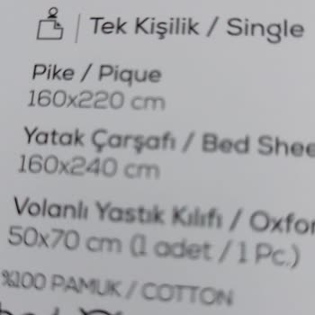 Sipariş Edilen Çift Kişilik Pike Takımı Tek Kişilik Olarak Geldi Ve Değişim Talebi