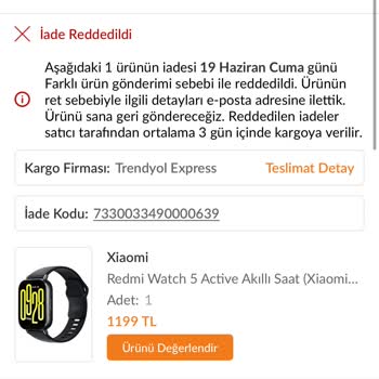 Trendyol Seri Numarası İddiasıyla Ürünün Reddi ve Tüketici Haklarının Engellenmesi