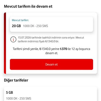 Vodafone'ün %200 Artan Fahiş Yenileme Teklifi