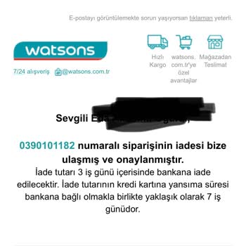 Watsons Kampanyalı Siparişimin Açıklamasız İptali Ve Müşteri Hizmetleri Tutumu