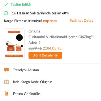 Trendyol Üzerinden Alınan Origins Ginzing Setinde 50 ml Yerine 30 ml Gönderildi