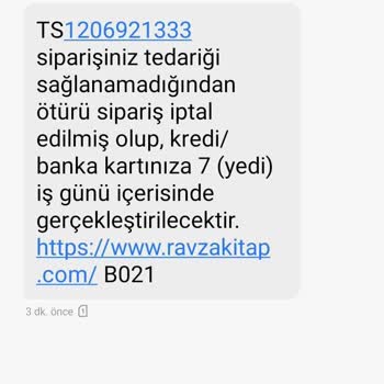Ravza Kitap'ta Stok Olmadığı İçin Sipariş İptali Ve İade Sorunu