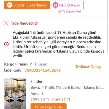 Satıcı Ve Trendyol’un Yanlış Yönlendirmeleri Nedeniyle İade Sürecinde Mağduriyet