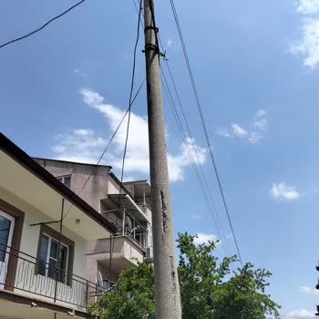 Ev Önündeki Tehlikeli Elektrik Direği Acilen Kontrol Edilmeli