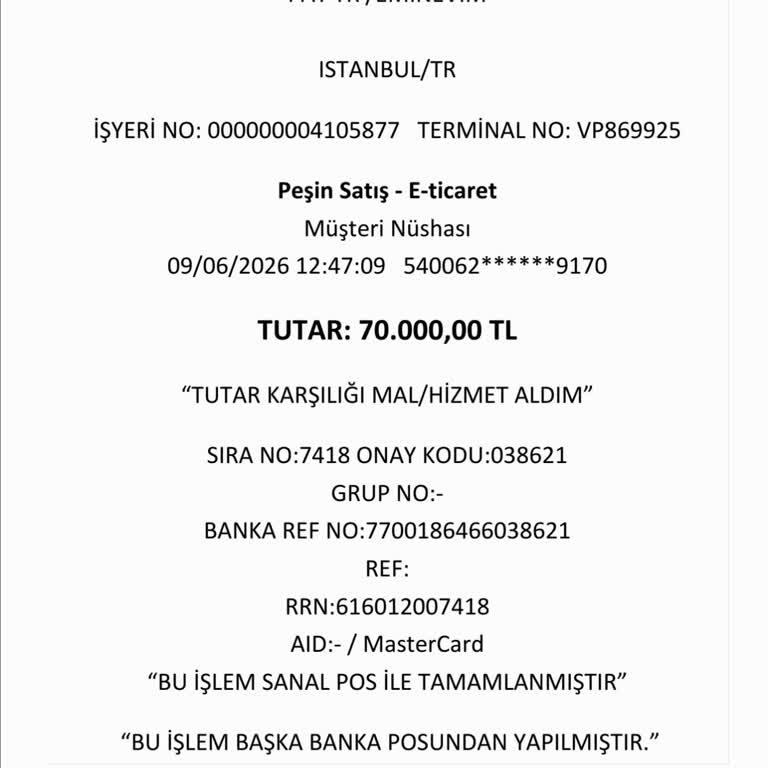 70 Bin TL Tek Çekim Ödemesinin Taksitli Düzenlenmesi Talebi