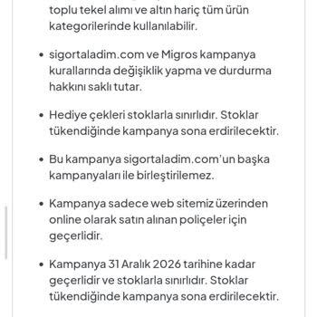 Kasko Poliçesinde Söz Verilen 650 TL Hediye Çeki Tanımlanmadı