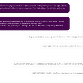 Modem İadesi Sonrası İnternet Hizmetinin Kesilmesi Ve Yanıtsız Destek Kaydı