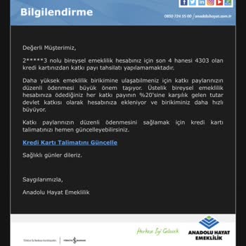 Anadolu Hayat Emeklilikten Alınan Gereksiz E-postalar Ve İletişim Sorunu